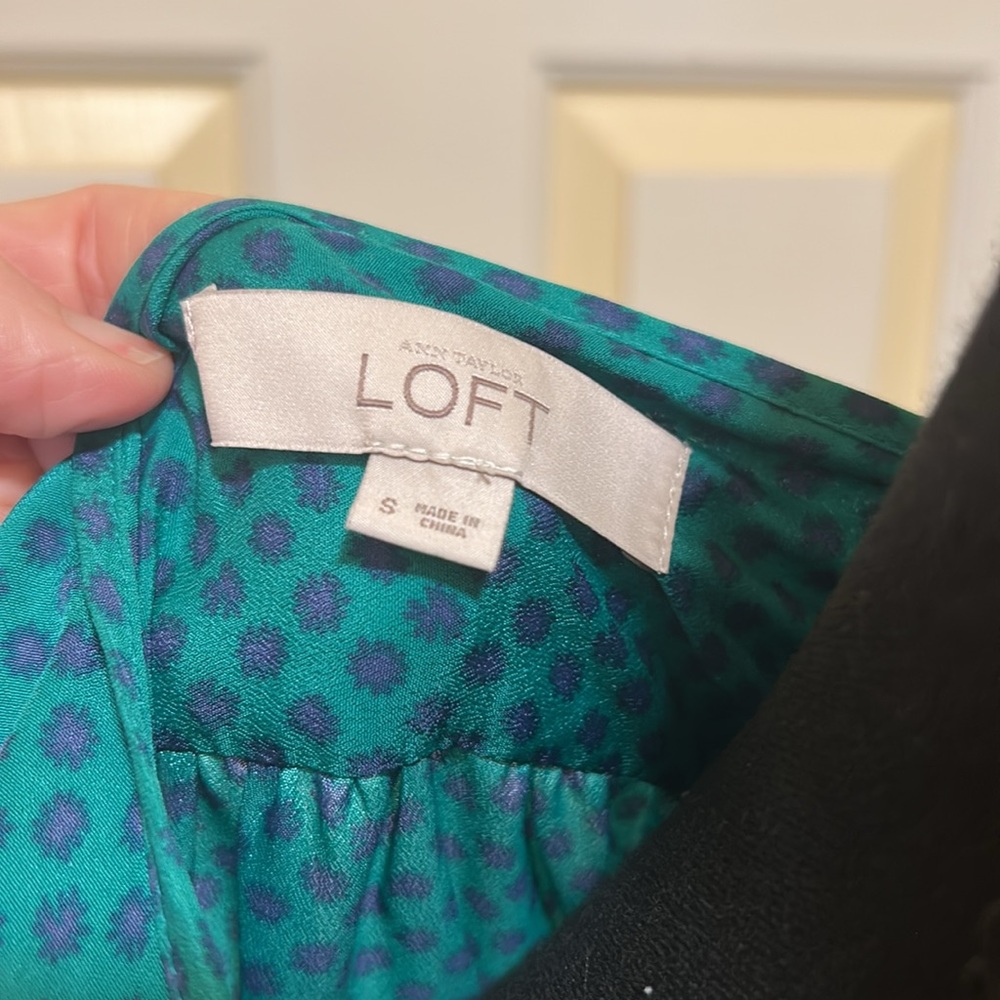 LOFT Teal and Purple Patterned Dress - Picture 3 of 5